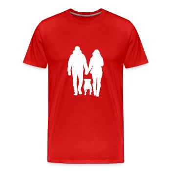 Paar mit Stafford - Männer Premium Bio T-Shirt - Rot - Vorne - Damien (186cm)