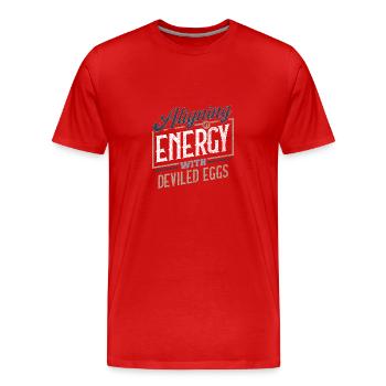 Meine Energie mit dem Humor der teuflischen Eier in Einklang bringen - Männer Premium Bio T-Shirt - Rot - Vorne - Damien (186cm)