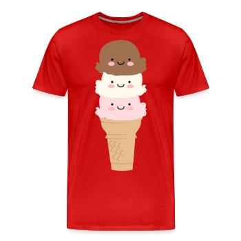 Crème glacée - T-shirt bio Premium Homme - rouge - Devant - Damien (186cm)