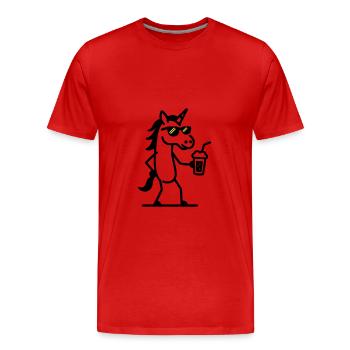 Boisson fraîche Licorne - T-shirt bio Premium Homme - rouge - Devant - Damien (186cm)
