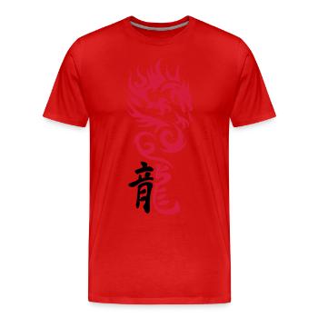 Drachen Tribal - Männer Premium Bio T-Shirt - Rot - Vorne - Damien (186cm)