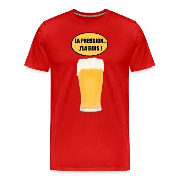 La pression… J’la bois ! - T-shirt bio Premium Homme - rouge - Devant - Damien (186cm)