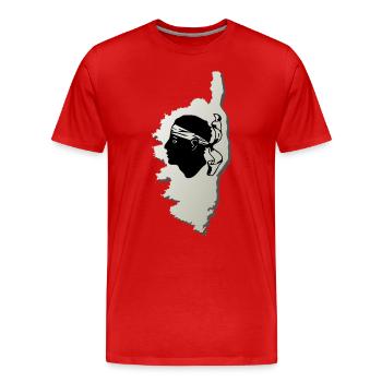 Carte de l’île de Corse en Corse France - T-shirt bio Premium Homme - rouge - Devant - Damien (186cm)