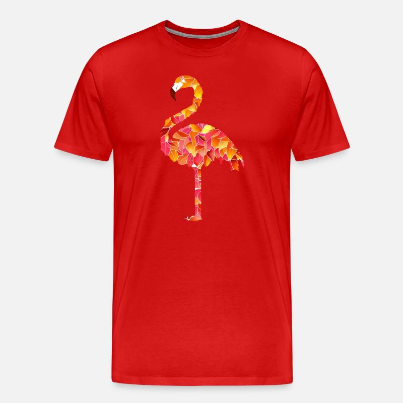 Flamingo aus Herbstblättern - Männer Premium Bio T-Shirt - Rot
