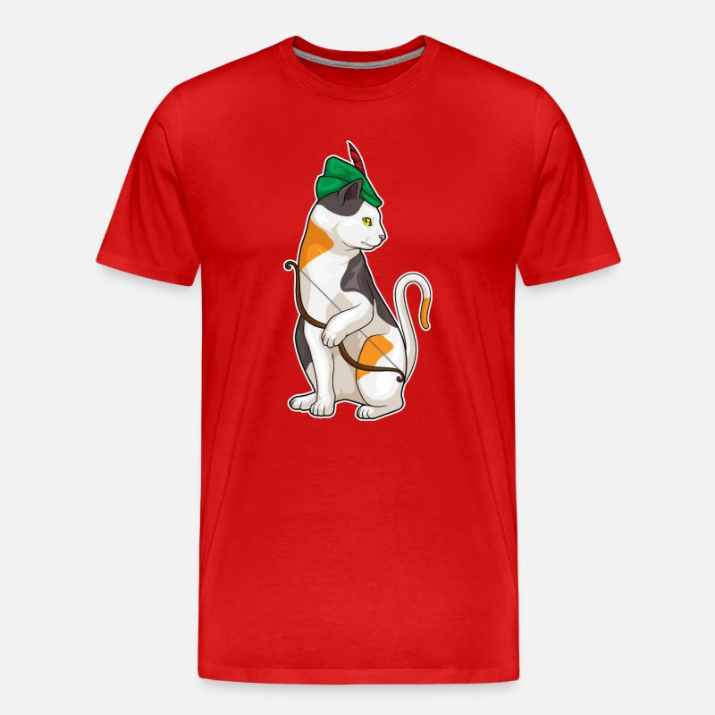 Katze Bogenschütze Bogen - Männer Premium Bio T-Shirt - Rot