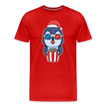Pingouin 3d cinéma soirée cinéma Noël - T-shirt bio Premium Homme - rouge - Devant - Damien (186cm)