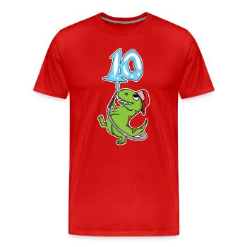 10th Birthday Dinosaur - Men's Premium Organic T-Shirt - red - Front - Damien (186cm)