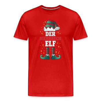Weihnachten Der Bierbauch Elf - Männer Premium Bio T-Shirt - Rot - Vorne - Damien (186cm)