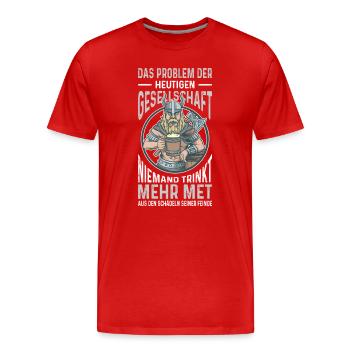 Viking Outfits Valhalla Norse Mythology - Men's Premium Organic T-Shirt - red - Front - Damien (186cm)