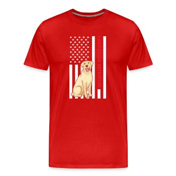 Labrador Retriever Us Flag - Men's Premium Organic T-Shirt - red - Front - Damien (186cm)