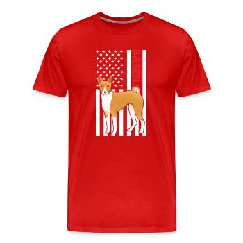 Chien Basenji Us drapeau - T-shirt bio Premium Homme - rouge - Devant - Damien (186cm)