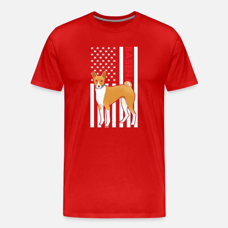 Dog Basenji Us Flag - Männer Premium Bio T-Shirt - Rot