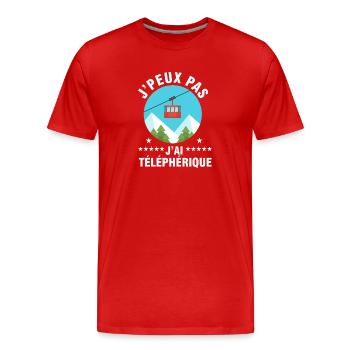 j'peux pas j'ai téléphérique - T-shirt bio Premium Homme - rouge - Devant - Damien (186cm)