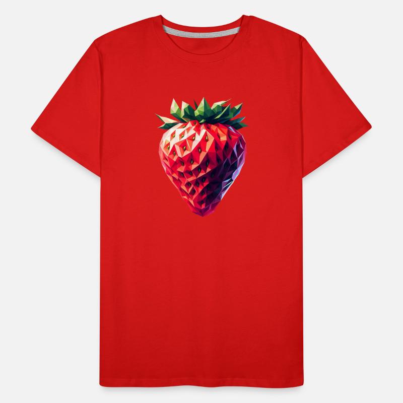 Erdbeere im Polygon-Stil Männer Premium Bio T-Shirt