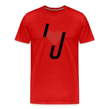 I heart U - Männer Premium Bio T-Shirt - Rot - Vorne - Damien (186cm)