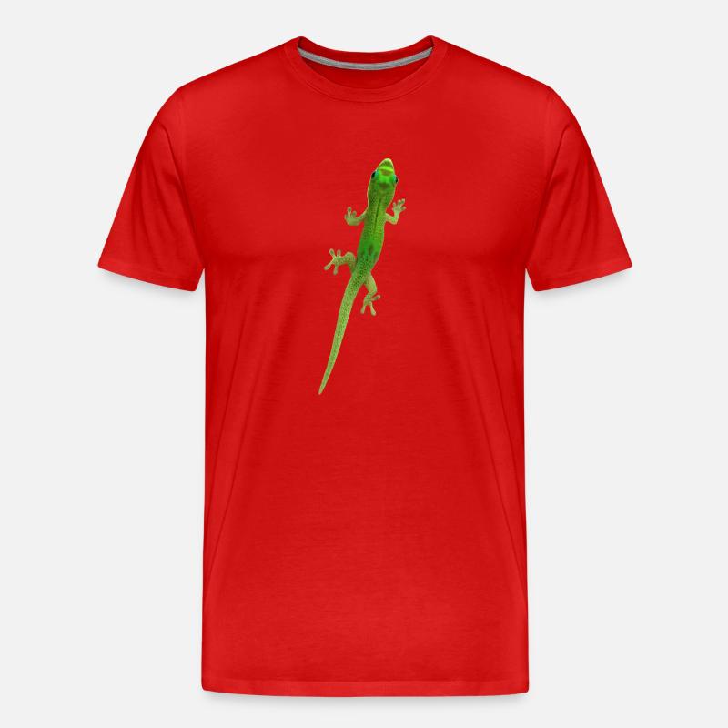 Grüner Gecko - Männer Premium Bio T-Shirt - Rot