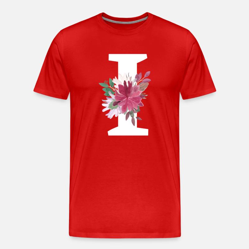 Blumenbuchstabe i - Männer Premium Bio T-Shirt - Rot