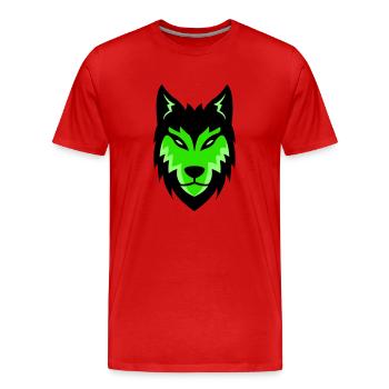 wolf - Men's Premium Organic T-Shirt - red - Front - Damien (186cm)