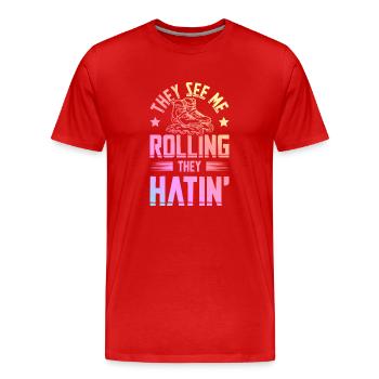 Roulement de patins - T-shirt bio Premium Homme - rouge - Devant - Damien (186cm)