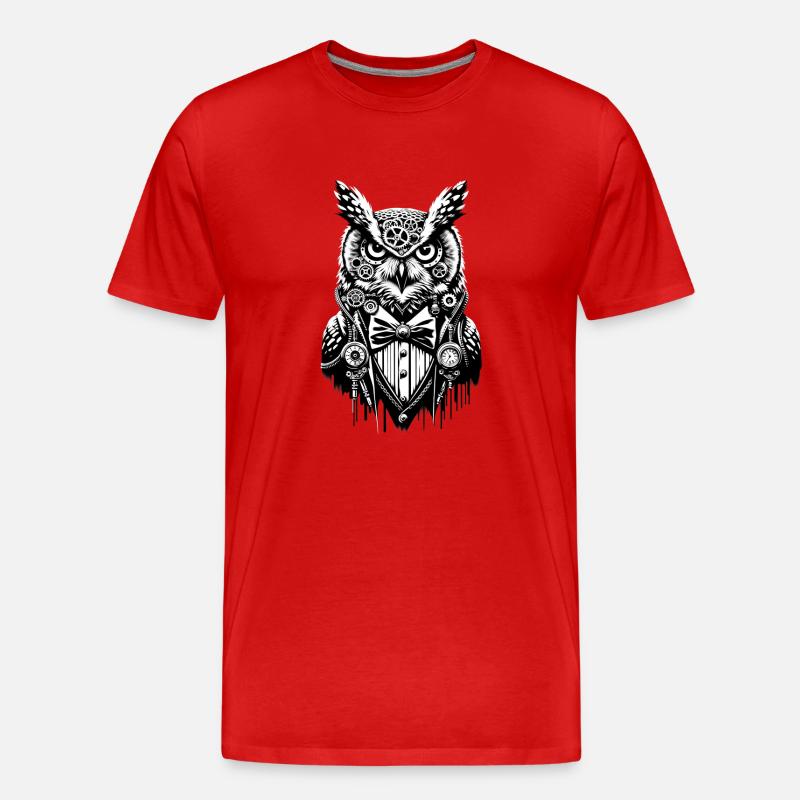 Nacht-Eule | Technik-Eule | Nerd-Uhu - Männer Premium Bio T-Shirt - Rot