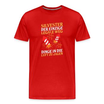 Neujahr Feuerwerk Silvester - Männer Premium Bio T-Shirt - Rot - Vorne - Damien (186cm)