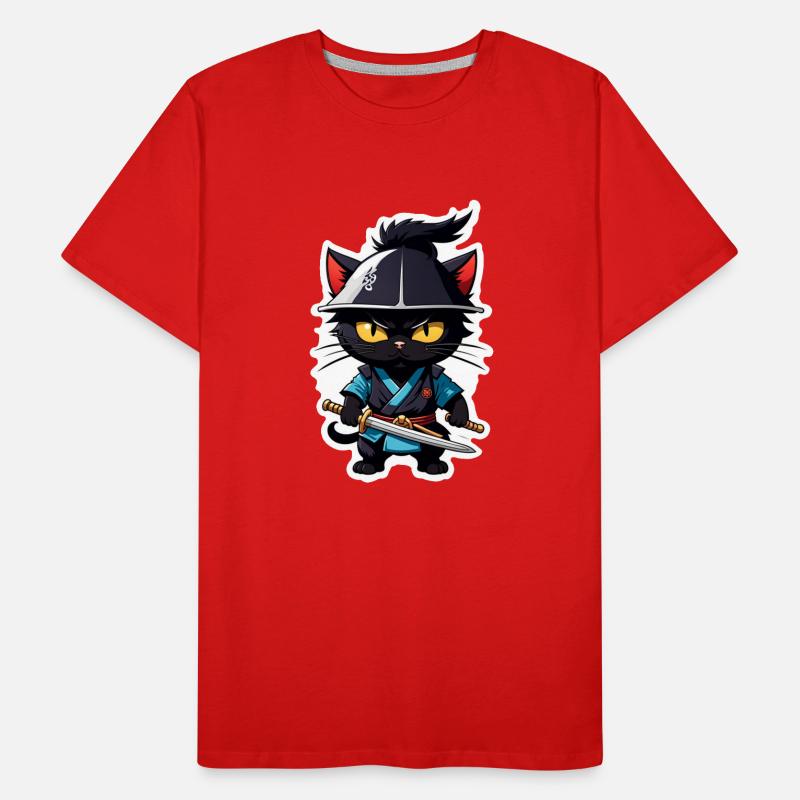 chat ninja - chaton samourai T-shirt bio Premium Homme