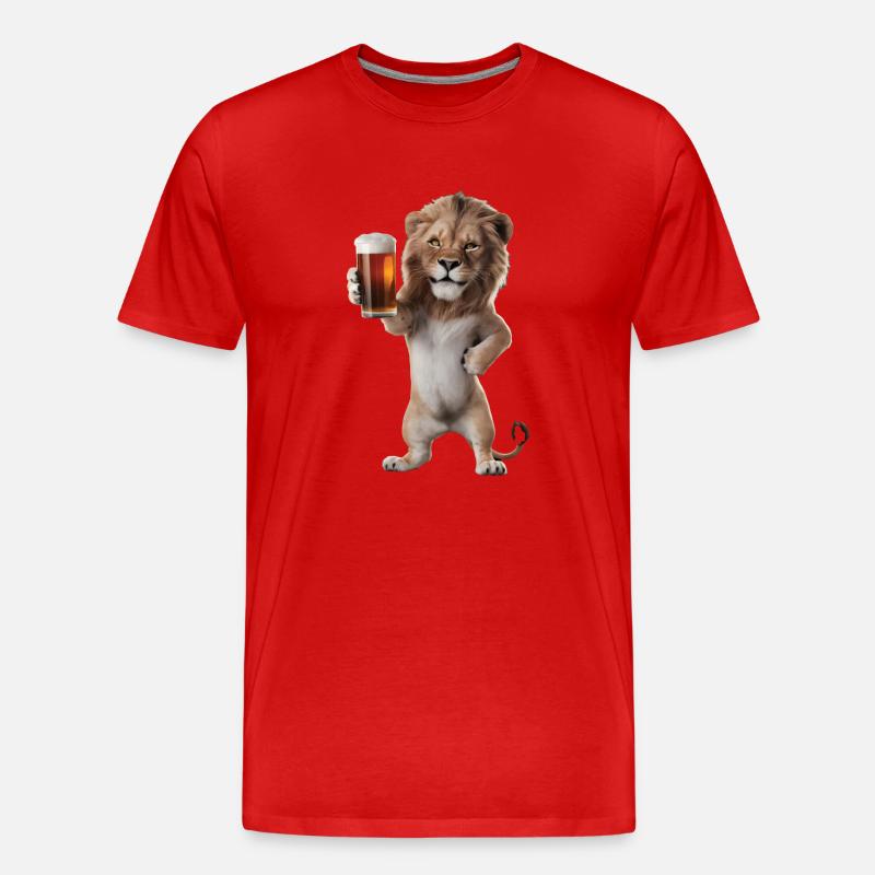Löwe Bier - Männer Premium Bio T-Shirt - Rot