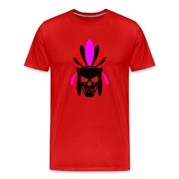 indianer skull - Männer Premium Bio T-Shirt - Rot - Vorne - Damien (186cm)