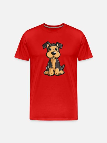 Airedale Terrier Hund Comic Niedlich - Männer Premium Bio T-Shirt - Rot