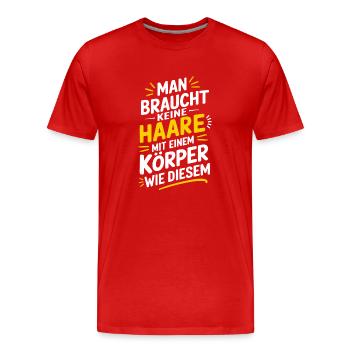 Haarausfall Glatze Frisur , Lustiges Glatzenträger - Männer Premium Bio T-Shirt - Rot - Vorne - Damien (186cm)