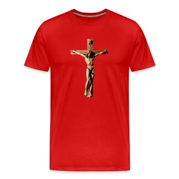 Crucifix - T-shirt bio Premium Homme - rouge - Devant - Damien (186cm)