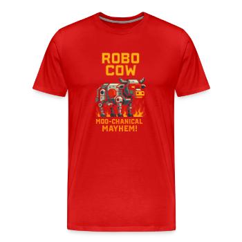 Robo Cow Moo-chanical Mayhem Pixel - Männer Premium Bio T-Shirt - Rot - Vorne - Damien (186cm)