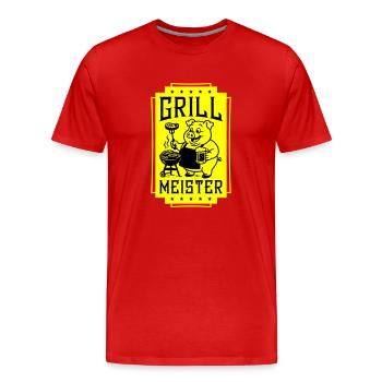 Grillmeister Ferkel Grillen - Männer Premium Bio T-Shirt - Rot - Vorne - Damien (186cm)