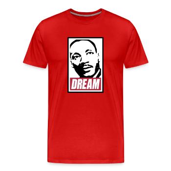 Obey x Dream MLK - Men's Premium Organic T-Shirt - red - Front - Damien (186cm)
