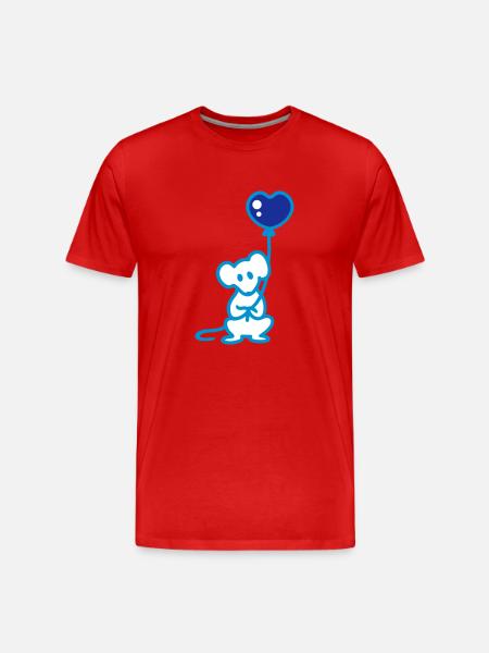 Maus + Ballon - Männer Premium Bio T-Shirt - Rot