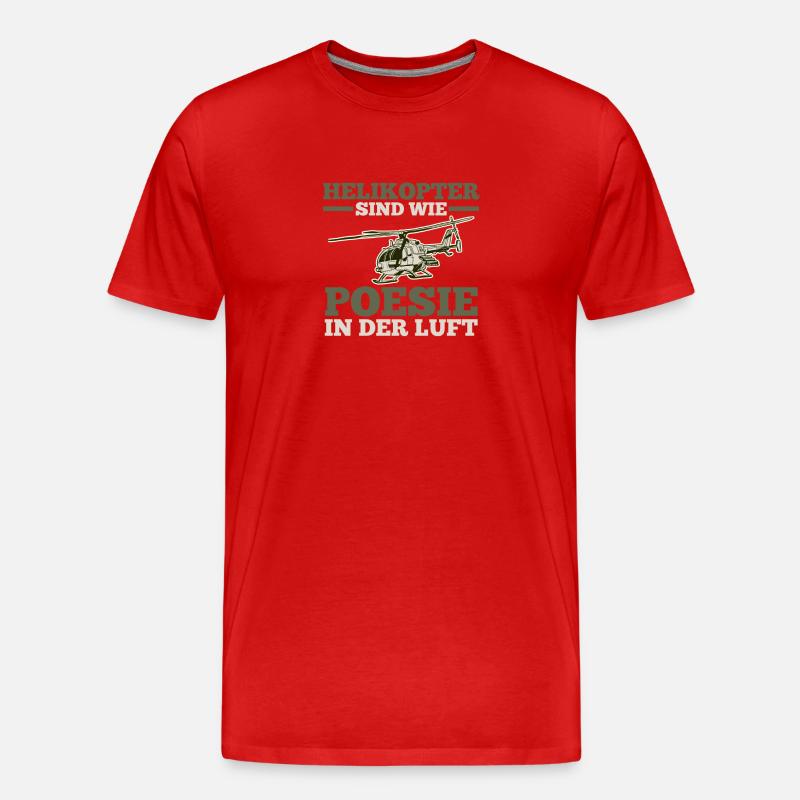 Pilot Hubschrauber Helikopter - Männer Premium Bio T-Shirt - Rot
