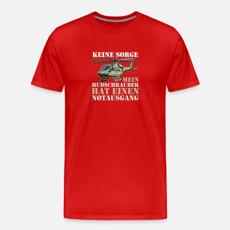 Pilot Helikopter Hubschrauber - Männer Premium Bio T-Shirt - Rot