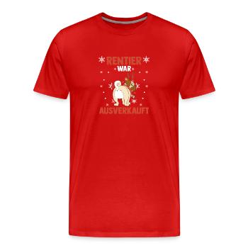 Dog Reindeer was sold out Christmas - Men's Premium Organic T-Shirt - red - Front - Damien (186cm)