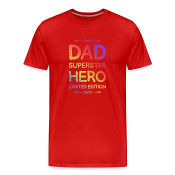 Meilleur papa héros papa papa - T-shirt bio Premium Homme - rouge - Devant - Damien (186cm)