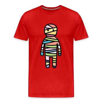 Mumie Halloween Comic - Männer Premium Bio T-Shirt - Rot - Vorne - Damien (186cm)
