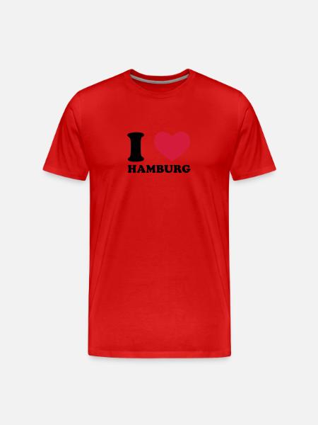 I Love Hamburg - Männer Premium Bio T-Shirt - Rot