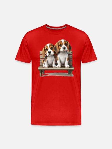2 Beagles on Bank Gift - Men's Premium Organic T-Shirt - red