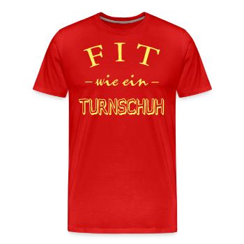Fit wie ein Turnschuh, Spruch, Fitness - Männer Premium Bio T-Shirt - Rot - Vorne - Damien (186cm)