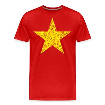 gelber Stern used look - yellow star vintage look - Männer Premium Bio T-Shirt - Rot - Vorne - Damien (186cm)
