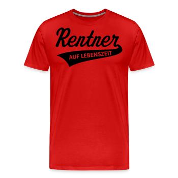 Rentner Auf Lebenszeit (Rente / Ruhestand / Black) - Männer Premium Bio T-Shirt - Rot - Vorne - Damien (186cm)