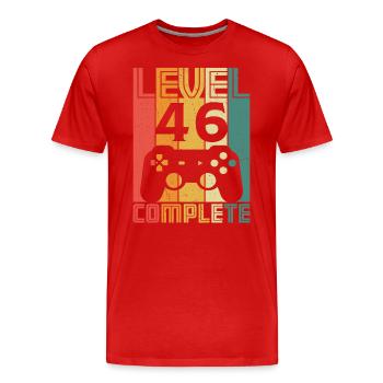 46th birthday Gamer Level 46 Complete 46 years - Men's Premium Organic T-Shirt - red - Front - Damien (186cm)