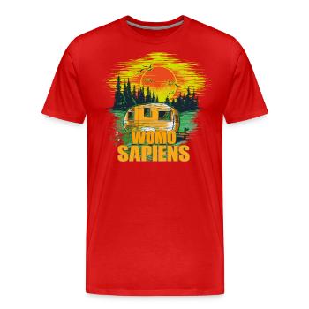 WOMO SAPIENS T-Shirt - Männer Premium Bio T-Shirt - Rot - Vorne - Damien (186cm)