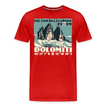 Dolomites de Tre Cime Lavaredo Dolomites des Trois Pics - T-shirt bio Premium Homme - rouge - Devant - Damien (186cm)
