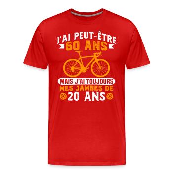 Anniversaire 60 ans pour un cycliste cadeau vélo - T-shirt bio Premium Homme - rouge - Devant - Damien (186cm)