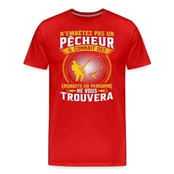 pêche cadeau pêcheur - T-shirt bio Premium Homme - rouge - Devant - Damien (186cm)